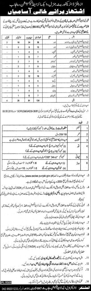 Excise & Taxation Govt of Punjab Constable Jobs BS-05